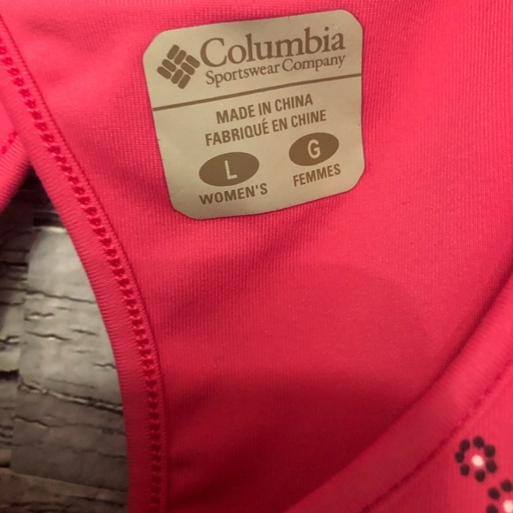 COLUMBIA pink w/ black & white motif  pin tank top - Picture 2 of 4